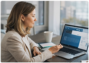 Executive woman working on her laptop